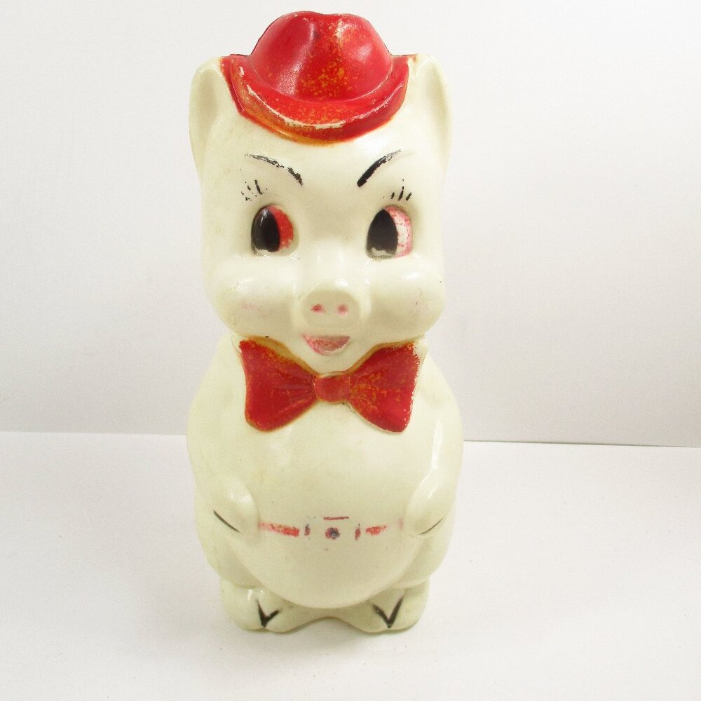 VTG Plastic Piggy Bank Blow Mold With Stopper Regal Canada Plastics 12" Tall Pig